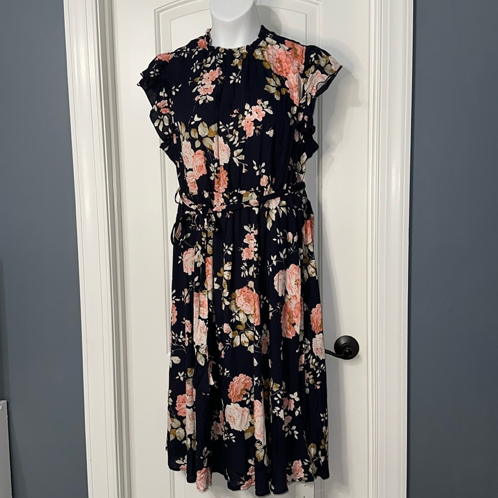 3. Bloom Chic Midi Dress PTP 25 1/2" with Pockets - New with Tag